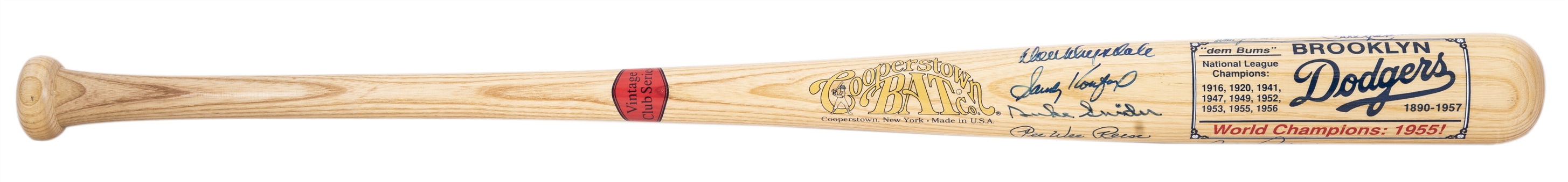 1955 World Champions Brooklyn Dodgers Team Signed Cooperstown Vintage Club Series Bat With 11 Signatures (JSA)